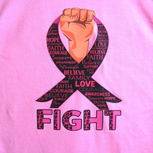 Breast Cancer Awareness Fist Logo 'Fight' T Shirt, Pink, Size Small, New w/Gift - Picture 1 of 3